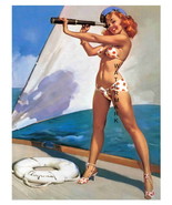 "SHIP AHOY" 13 x 10 inch Vintage 1940's Sailor Girl Giclee Canvas Pin-up - $19.95