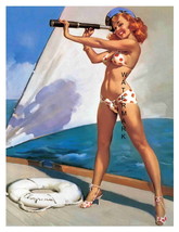 &quot;SHIP AHOY&quot; 22 x 17 inch Vintage 1940&#39;s Sailor Girl Giclee Canvas Pin-up - £46.39 GBP
