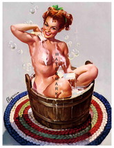 &quot;BATH DAY&quot; 13 x 10 inch Vintage 1940&#39;s Bathing Girl Giclee Canvas Pin-up - £15.68 GBP