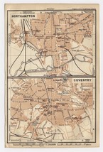 1906 Antique City Map Of Coventry Northampton / East / West Midlands / England - £16.04 GBP