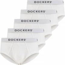 Dockers Mens White Underwear Bikini Briefs 100% Cotton Tag Free - 5 Pack... - $21.99