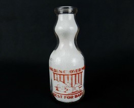 Vintage Glass Quart Milk Bottle, Round Cream Top, Golden Clover Milk, Un... - $48.95