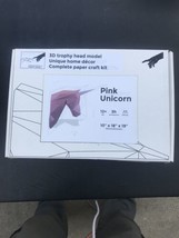 3-D Trophy Head Pink Unicorn Origami Paper Craft Kit - £11.21 GBP