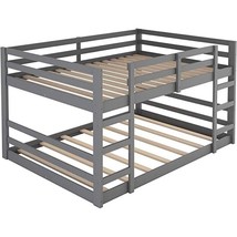 Full over Full Modern Low Profile Bunk Bed in Grey Wood Finish - $14,911.78 MXN