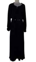 MNG SUIT Mango Black Maxi 100% Belted, Lined Dress Size XS - S Vacation ... - $49.46