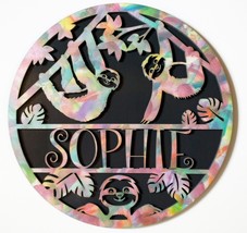 Sloth personalized name wall hanging Custom sign laser cut art gift - £27.97 GBP