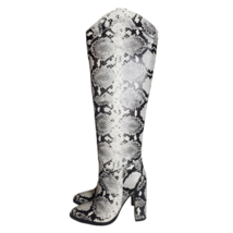 Guess Womens Mileena Black White Snake Print Western Knee High Tall Boots Size 6 - £127.40 GBP