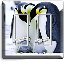 King Penguins Couple Baby Double Gfci Light Switch Wall Plate Cover Room Decor - £11.14 GBP