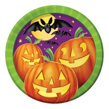 Pumpkin Shine 8 Ct 9&quot; Dinner Lunch Plates Halloween Party Bats - £2.37 GBP