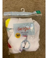 Cat &amp; Jack Girl 10 Pk White &amp; multi Athletic Low Cut Socks Size S 5.5 to... - £10.27 GBP