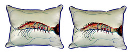 Pair of Betsy Drake Betsy’s Shrimp Small Pillows 11 Inch X 14 Inch - £54.79 GBP