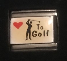 Heart Love To Golf Golfing Gofer Wholesale Italian Charm Enamel Link 9MM... - $15.00