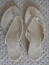  LADIES CANVAS OFF WHITE SANDALS SIZE MEDIUM (#1599) - $24.99