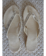  LADIES CANVAS OFF WHITE SANDALS SIZE MEDIUM (#1599) - £19.65 GBP