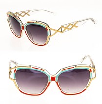 LINDA FARROW Prabal Gurung Geometric Clear Gold Stripe Fashion PG8 Sunglasses - £177.70 GBP