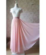 Blush Pink Chiffon Maxi Skirt Outfit Bridesmaid Plus Size Chiffon Skirt - £50.16 GBP