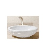 White Marble Chiseled Oval Washbasin Sink For Bathroom - $1,144.00