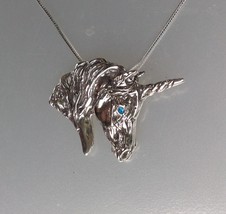 UNICORN necklace sterling silver pendant &amp; chain  Made in USA HANDMADE b... - £73.36 GBP