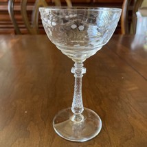 Elegant antique Victorian cut Etched Crystal glass 6.25&quot; Footed Goblet - $19.00