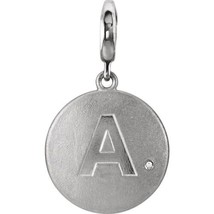 Sterling Silver Initial &#39;A&#39; 0.005ct Diamond Disc Charm - £77.77 GBP