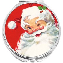 Vintage St Nick Santa Winking Compact with Mirrors - for Pocket or Purse - £9.37 GBP