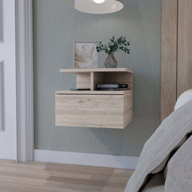 Light Gray Floating Nightstand 2-Tier Shelf - £87.66 GBP