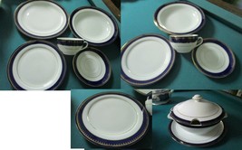 Zsolnay Hungary Dinner Setting Plates Cups Saucers Gold Cobalt Border Pick 1 - £92.01 GBP+