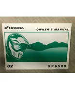 2002 Honda XR650R XR 650 R Opérateurs Propriétaires Owner Manuel Usine Neuf - $89.98