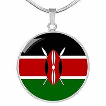 Express Your Love Gifts Kenya Flag Necklace Kenya Flag Engraved Stainless Steel  - £46.89 GBP