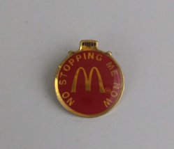 Vintage No Stopping Me Now Stopwatch Enamel McDonald&#39;s Employee Hat Pin - £8.07 GBP
