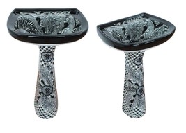 Mexican Talavera Pedestal Sink Handcrafted Ceramic - Sello Negro - - $16,842.45 MXN