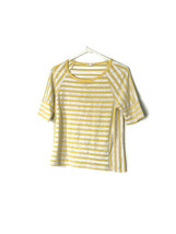 Jane &amp; Delancy Size XS Yellow Gray Striped Short Sleeve Top - £10.95 GBP