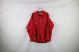 Vintage 90s Streetwear Mens XL Faded Heavyweight Chamois Cloth Button Shirt Red - £38.89 GBP
