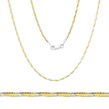 14k Yellow Gold .925 Sterling Silver 1.2mm Herringbone Link Rope Chain Necklace - £39.45 GBP