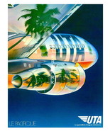 UTA Airlines 13 x 10 inch Vintage Fly to the Tropics Advertising Canvas ... - £15.40 GBP