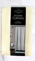 1 Count ParkLane Bright White Waffle Fabric Shower Curtain 70&quot; X 72&quot; - £22.36 GBP