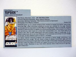GI Joe Topside File Card Vintage Action Figure Accessory Part 1990 - £5.81 GBP