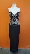 VINTAGE Black Rose Taft EVENING DRESS GOWN Rhinestone Strapless COUTURE ... - £114.51 GBP