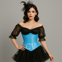 Blue Debim Underbust Corset Christmas Costume Waist Training Bustier Top - $69.99+