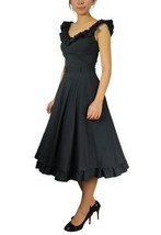 Size 26 Black Ruffle Pin-up Wide Neck Dress ~ 1960&#39;s ~ 4X - $45.94
