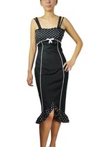 Size 26 Black &amp; White Polka Dot Pin-up Pencil Wiggle Dress ~ 1950&#39;s ~ 4X - £34.96 GBP