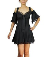 Sz 26 Black Cold Shoulder Flutter Sleeve Top with Lace Trim 4X - $65.00