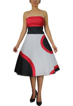 Size 24 Red, Black &amp; White Retro Circle Dress 3X - £34.99 GBP