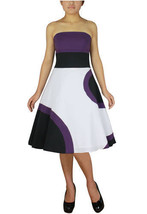 Size 20 Purple, Black &amp; White Retro Circle Dress 2X - £34.17 GBP