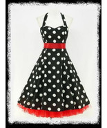 Size 20 Black & White Polka Dot Halter 1950's Swing Dress ~ 2X - $42.52