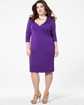 1X Addition Elle Royal Purple Long Sleeve Wrap Look Dress Plus Size NWT ... - $27.49
