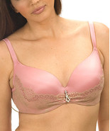 Curvy Couture NWT 44DD Bella Lace Plunge Push-Up Lacy - Antique Rose - $65.00