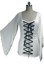4X White Corset Lace Up Style Top with Split Fairy Sleeves 26 28 - $33.31