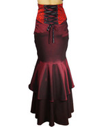 24 26 Sexy Burgundy Jacquard Victorian Steampunk Laced Waist Skirt 3X - $119.44 CAD