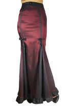22 24 Sexy Burgundy &amp; Black Gothic Victorian Steampunk Ruffled Hem Skirt 3X - £42.01 GBP